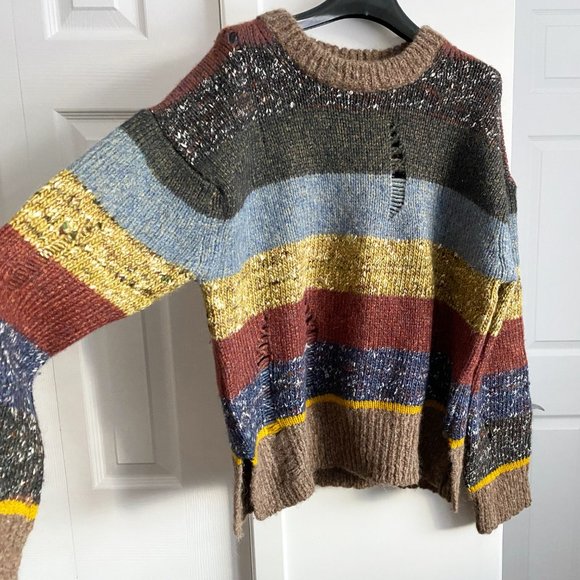 Raquel Allegra Striped Crew Neck Sweater, size "0" (fits like size S/M) - Picture 3 of 10